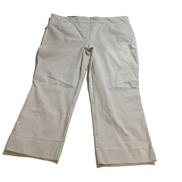 Hilary Radley Women's 2XL Beige Striped Cuffed Capri Pants with Pockets Zip​ - Picture 1 of 5